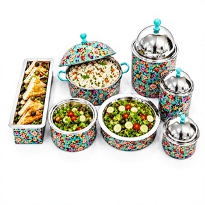 Juego de Recipientes para Calentar Comida de Acero Inoxidable Comercial, Duradero, con Tapa, para Restaurantes, Hoteles y Buffets - Product Image 1
