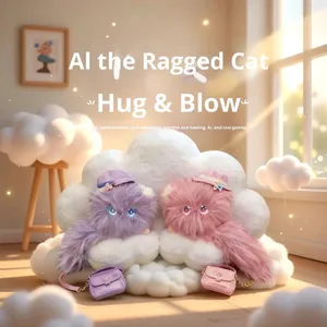 Nuevo Producto Transfronterizo: Muñeco de Peluche Inteligente con IA para Diálogo, Colgante de Gato con Diseño de Escritura a Mano, Morado/Rosa, Poliéster, para 7-14 Años - Product Image 1