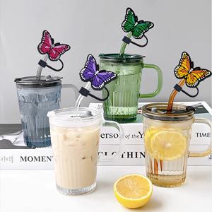 Chapeau de paille de haute qualité de 10 mm, style dessin animé mignon, en plastique recyclable, avec couvercle anti-poussière en colle souple, motif papillon - Product Image 2