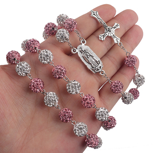 Joyería Rosario personalizado collar seis capas 10 Mm Bola de discoteca cuentas Rosario con La Santísima Virgen María colgante diamante Rosario - Product Image 5