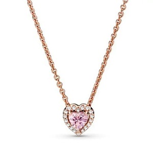 Original <strong>PANDO</strong> 925 Sterling Silver Red Blue Green Pink Stone Jewelry Stud Cz Heart Necklace Women Jewelry Sets - Product Image 3