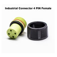 Konektor Industri Tahan Air IP68 4 Pin Female Plug 10A 250V AC Thread Lock Konektor Kabel Hijau untuk Otomasi Robotik IoT