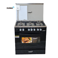 Cuisinière à gaz autonome Xunda à 6 brûleurs avec four et grill en acier inoxydable, cuisinière à gaz domestique avec four intégré