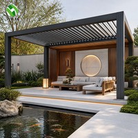 Pergola en aluminium motorisée à télécommande avec toit à lames orientables pour jardin, cour et espace extérieur résidentiel