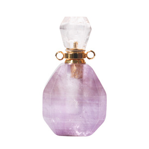 Diskon besar kalung <span class=keywords><strong>Amethyst</strong></span> Quartz mawar dengan rantai penghubung hijau Fluorite & kabut kuarsa minyak esensial liontin perhiasan botol - Product Image 5