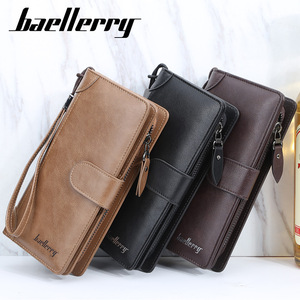 Baellerry Men's <b>Long</b> Wallet PU Leather Multifunctional Clutch <b>Bag</b> With Zipper And Buckle Coffee Color - Product Image 4