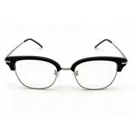 Monture de lunettes demi-cerclée en acétate G33368, ultra légère et confortable, style professionnel classique, verres acryliques unifocaux avec traitement anti-reflet.