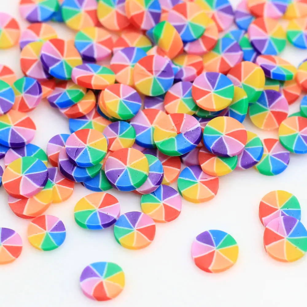 Arcilla polimérica de Color arcoíris redonda de 5mm, rociadores de caramelo, arcilla polimérica, decoración de fiesta, confeti, rellenos de limo