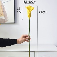 Fleurs artificielles Calla Lily de 65 cm, grande taille, de haute qualité, en PU jaune, décoration d'intérieur pour le salon, la salle à manger