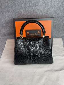 Sac en cuir de crocodile 100% élégant, classique, noir, luxueux, sac bandoulière en cuir de crocodile - Product Image 1