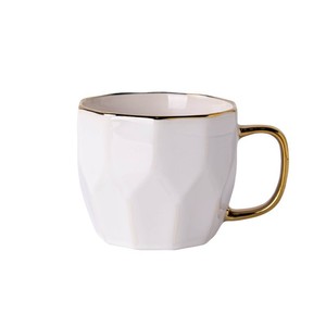 Tasse créative en céramique en forme de losange avec bord doré, couleur unie, pour café, thé, cadeau - Product Image 4