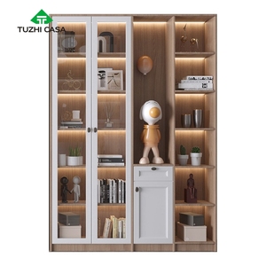 Custom European White Glass Door Book <strong>Shelf</strong> Wooden <strong>French</strong> Bookshelf Bookcases - Product Image 4