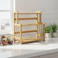 Étagère à épices multifonctionnelle pliable en bambou à 3 niveaux, étagère de rangement pour garde-manger, organisateur de comptoir de cuisine