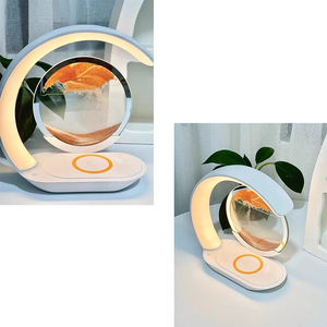 Nuova pittura a sabbia fluente lampada da tavolo ricarica Wireless USB ricarica regalo 3D ornamento a clessidra comodino ambiente LED <span class=keywords><strong>notte</strong></span> 7 camera - Product Image 3