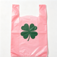 Sac en plastique imprimé rose, sac de transport en PEHD à motif végétal monocolore personnalisé pour supermarché