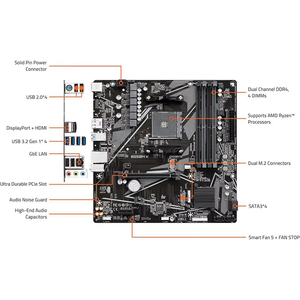 เมนบอร์ด Gigabyte <span class=keywords><strong>B550M</strong></span> K AM4 Micro ATX 128 GB รองรับ DDR4 4733MHz PCIe 4.0 Dual M.2 DP GbE LAN สำหรับเล่นเกม - Product Image 6