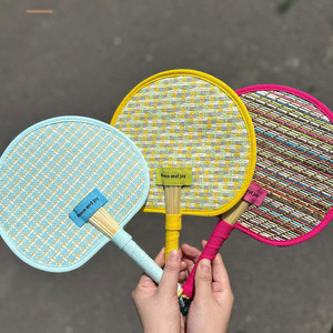 Handmade Woven Palm Leaf Fan Portable Handheld Straw Fan For Summer Outdoor Use - Product Image 2