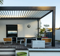 Pergola bioclimatique motorisée pour jardin extérieur, gazebo en aluminium avec toit à lames orientables