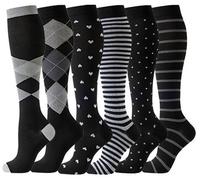 Tobfit 6 paires de chaussettes de compression pour femmes, hommes et adultes, améliorent la circulation, la récupération, respirantes, pour le sport, la course à pied, le cyclisme, les voyages en avion