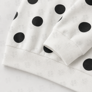 Sudadera de cuello alto de felpa francesa de algodón con apliques bordados y estampado de lunares, OEM y ODM - Product Image 4
