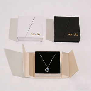 Custom Logo Deep Green Flip Top <b>Magnetic</b> Jewelry Box Paper Double Open Door <b>Jewellery</b> Set Bracelet Necklace Gift Storage - Product Image 1