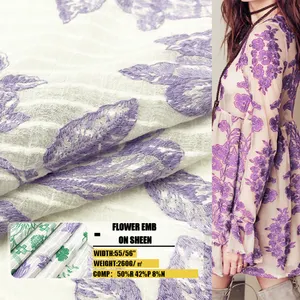 Arvest-tela de nailon para bordado de flores, tela de chenilla con base de rayas de nailon y viscosa
