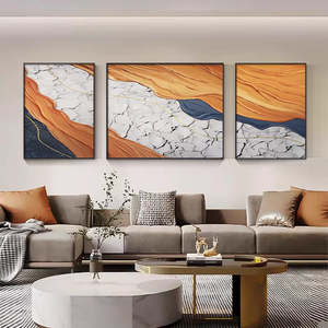 3D venta al por mayor moda moderna tríptico pintura al óleo abstracta minimalista sala de estar Mural textura pura pintada a mano decoración pintura - Product Image 2