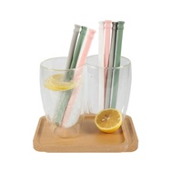 Vente en gros de pailles pliables réutilisables en silicone, ensemble de pailles de voyage pliables avec étui pour un usage quotidien