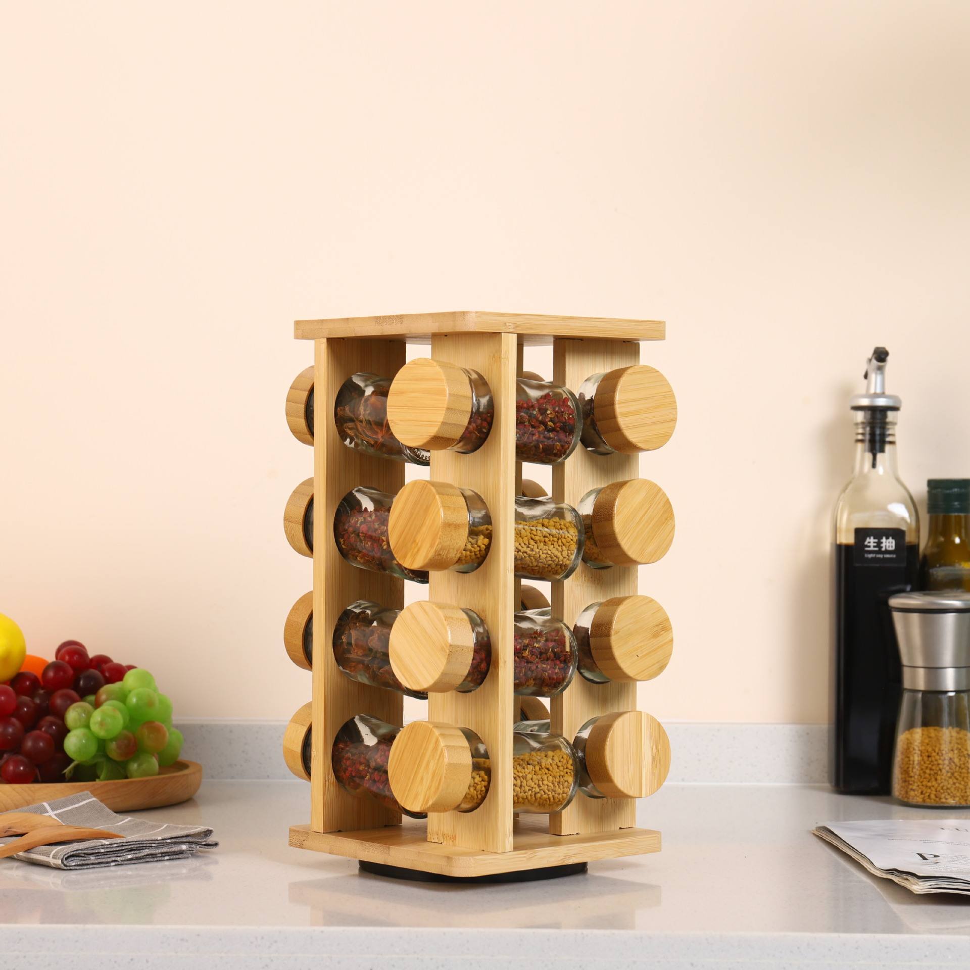 Couvercle en bois et bambou + support à assaisonnement