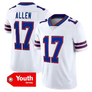 2025 युवा भैंस की जर्सी 17 जश एलन 40 वॉन मिलर 86 kincaid 4 कुक 58 मिलिनो 0 कॉलमैन सफेद फुटबॉल जर्सी - Product Image 4