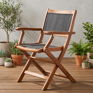 เก้าอี้พับไม้กระถินณรงค์สำหรับสวน ระเบียง หรือคาเฟ่ พร้อมที่นั่งแบบเชือก - Product Image 4