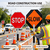 Panneau de signalisation routière mobile portable STOP/SLOW en aluminium réfléchissant, octogonal, type losange, pour la sécurité routière, vente en gros
