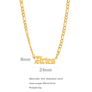 Hongtong acier inoxydable et plaqué or 18 carats nom du <span class=keywords><strong>zodiaque</strong></span> NK Figaro chaîne colliers à la mode signe du <span class=keywords><strong>zodiaque</strong></span> pendentif pour unisexe pour les femmes - Product Image 4