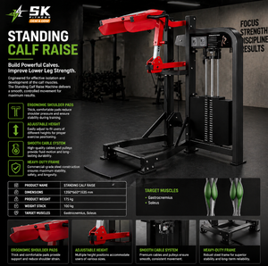 Macchina per Calf Raise SK Regolabile per Allenamento Gambe e Schiena, Attrezzatura Fitness <span class=keywords><strong>in</strong></span> Acciaio con Carico a Perno per Uso Domestico - Product Image 4