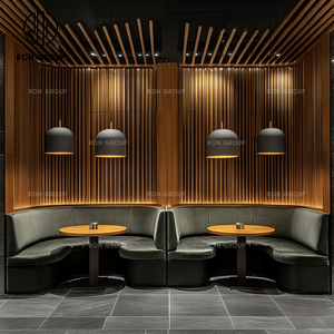 Nửa vòng tròn tròn bằng Gỗ Nhà Hàng đồ nội thất bảng sofa Set <span class=keywords><strong>Booth</strong></span> chỗ ngồi cho cafe cà phê cửa hàng - Product Image 6