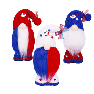 Gnomes patriotiques du 4 juillet, décorations du Jour de l'Indépendance des États-Unis, étoiles et rayures, poupée sans visage de l'oncle Sam, décoration de table à domicile - Product Image 5