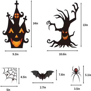 Halloween Spooky Festive Double Sided <strong>Decals</strong> Featuring Spider Bat Tree Spirit PVC Window Stickers for Home Party Exterior Decor - Product Image 4