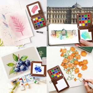 Ensemble de peinture <span class=keywords><strong>aquarelle</strong></span> miniature XinyiArt, tout-en-un, <span class=keywords><strong>kit</strong></span> de peinture <span class=keywords><strong>aquarelle</strong></span> de poche pour artistes avec palette, pinceau, gobelet, journal, sac de transport - Product Image 6