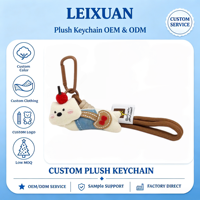 Porte-clés en peluche chien saucisse mignon en tissu Kawaii avec mousqueton et décorations cerise en jean, pendentif pour sac à dos, décoration et cadeau