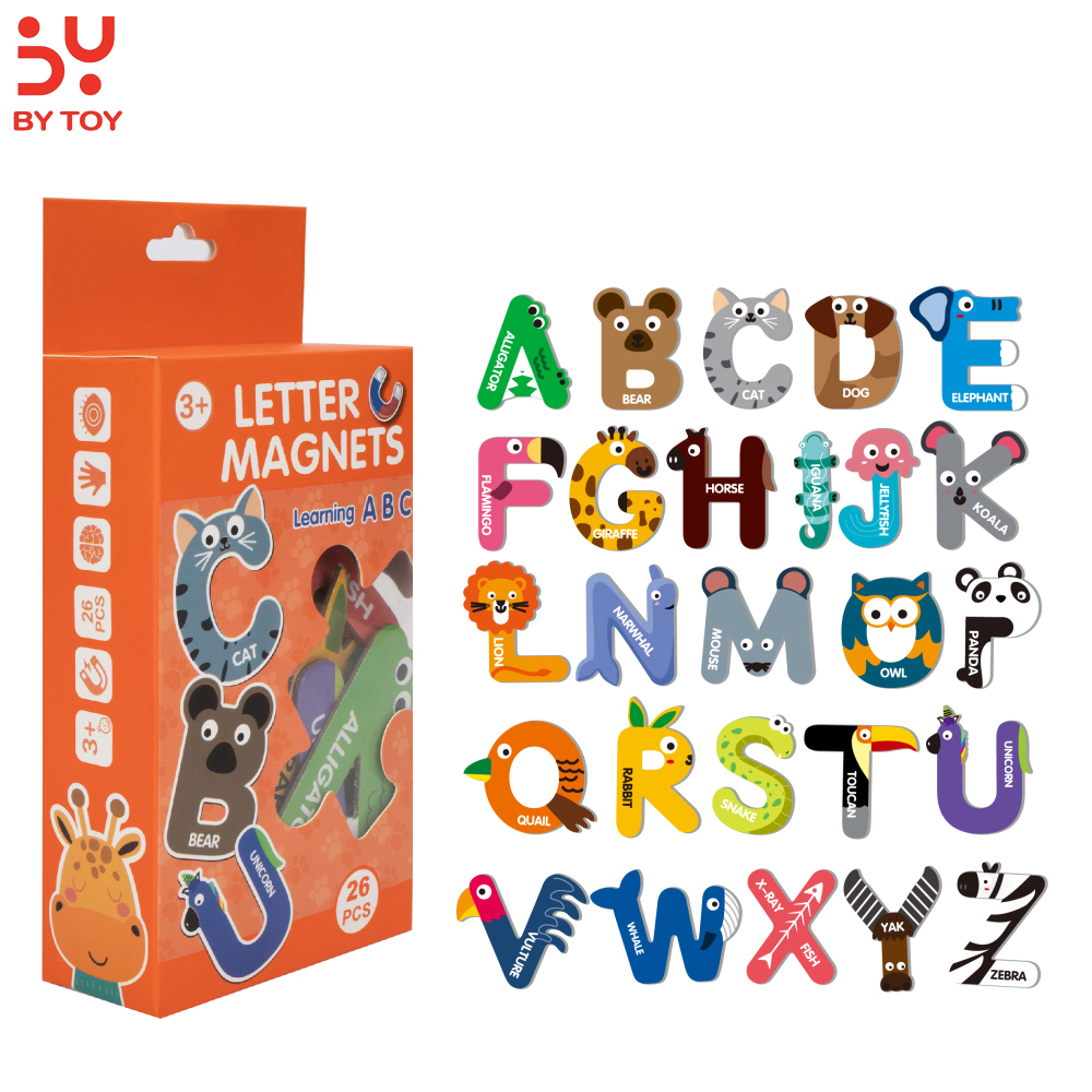 Магнитная игрушка с буквами ABC, обучающая игра для правописания, развивающие магниты в форме животных для холодильника, Детский Классный холодильник