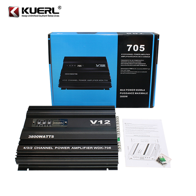 K-705 12V Car Audio Amplifier 3800W Professional High Power Car Amplifier 4 Channel