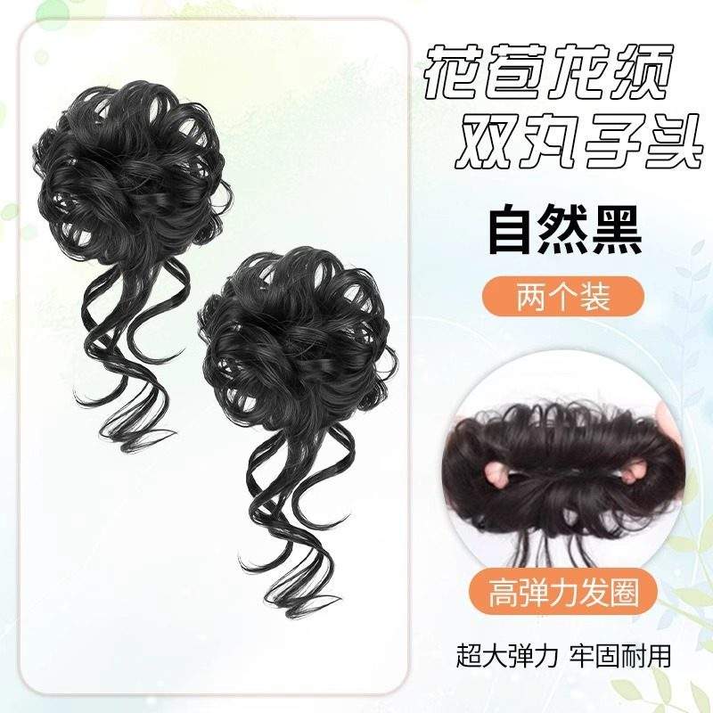 มังกรจอมซน ทรงผมสองมวยแบบเครา [สีดำธรรมชาติ] - 1 คู่