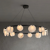 Lustre suspendu artistique en métal et albâtre pour salon, salle à manger, hôtel - Prix usine de gros