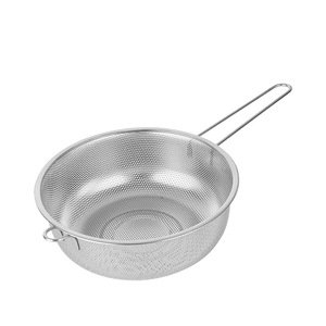 Aplicación de cocina <span class=keywords><strong>Colador</strong></span> punzonado de <span class=keywords><strong>acero</strong></span> <span class=keywords><strong>inoxidable</strong></span> <span class=keywords><strong>con</strong></span> mango para cocinar Retirar de la sartén - Product Image 1