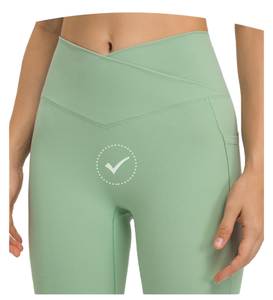 Pantalon de sport personnalisé de haute qualité à taille croisée en V, pantalon de fitness amincissant, legging de yoga taille haute rehausseur de fessiers pour <span class=keywords><strong>femme</strong></span> - Product Image 1