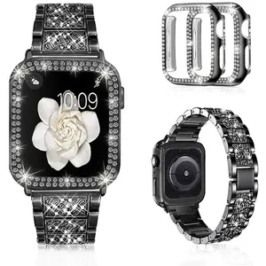 Аксессуары для смарт-часов Yapears для Apple Watch 7, браслет из нержавеющей стали с корпусом для iWatch 2021, блестящий браслет
