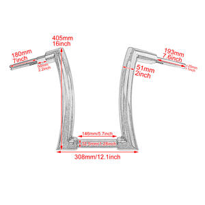 Manillar de Motocicleta Reforzado, Manillares de Una Pieza Tipo Z de 12'', 14'', 16'', Adecuados para Modificación de Manillares Harley Softail - Product Image 6