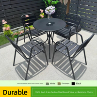 Ensemble table et chaises de salle à manger modernes en acier au carbone pour l'extérieur, avec design durable et imperméable, idéal pour balcon, patio, parc