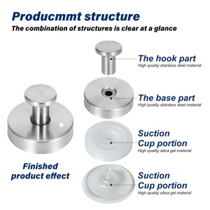 Stainless Steel <b>Suction</b> Cup <b>Hook</b> 45mm Diameter Traceless No Drill For <b>Bathroom</b> Kitchen Towel Rack - Product Image 5
