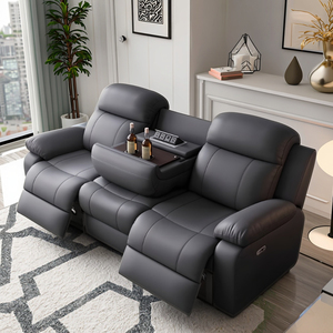 Hiện đại 3-seater mở rộng PU Da điện Recliner <span class=keywords><strong>sofa</strong></span> Set thiết kế nhỏ gọn cho studio căn hộ phòng khách khung kim loại - Product Image 2